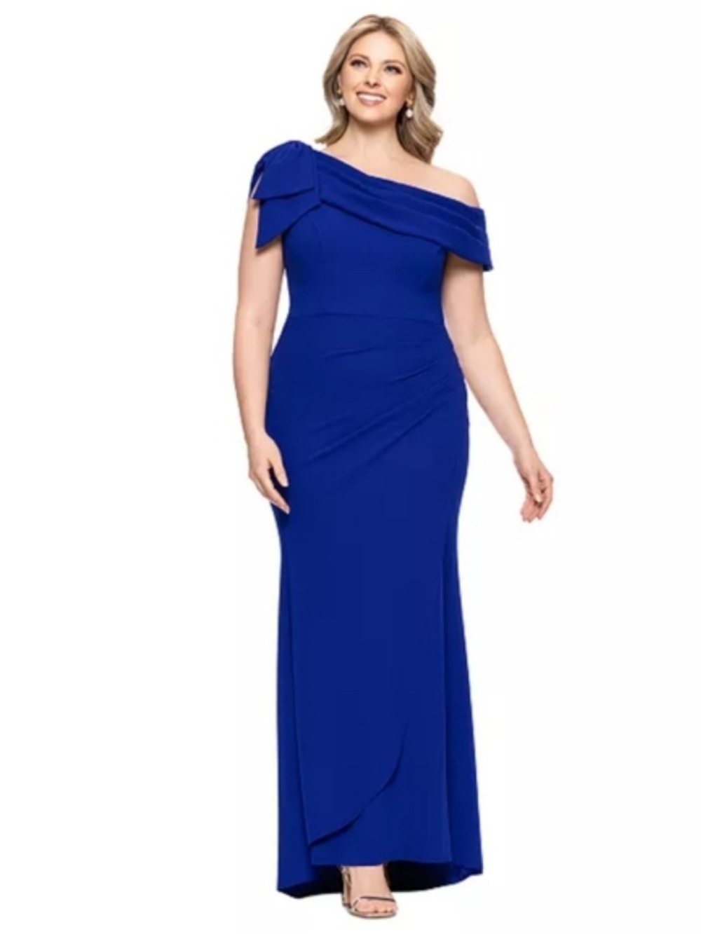 Xscape One-Shoulder Royal Blue Evening Gown